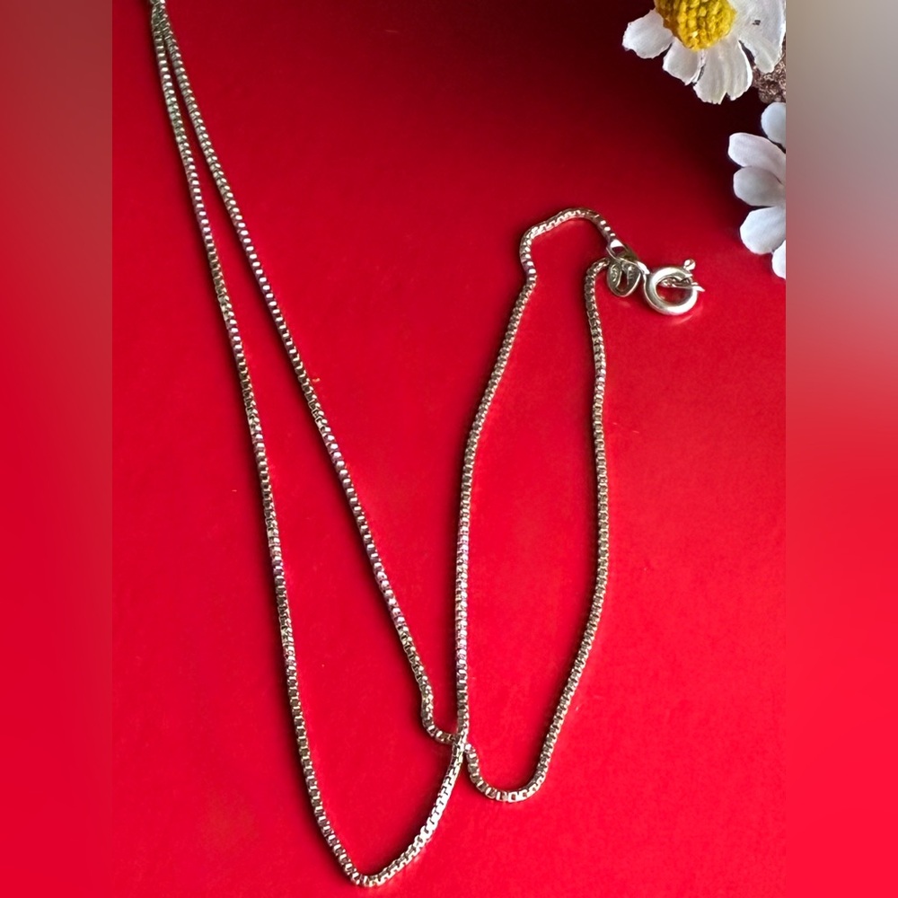 925 Silver Necklace,Silver Chain Necklace with Red Heart Pendant 18” - Picture 4 of 6